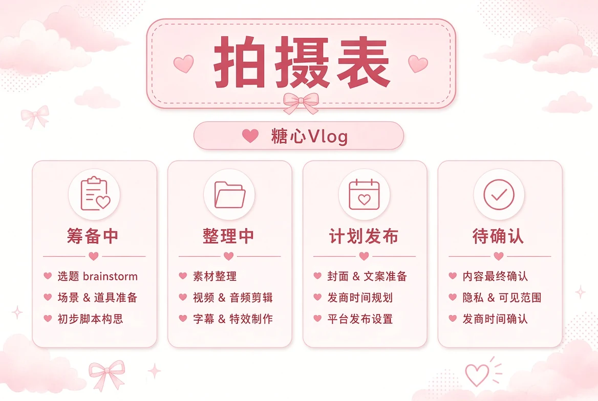糖心Vlog内容排期画面